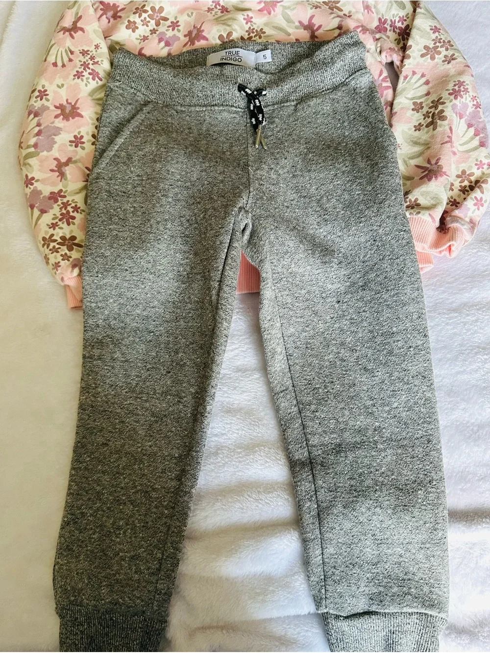 Indigo Pink Floral Sweatshirt with Gray Joggers